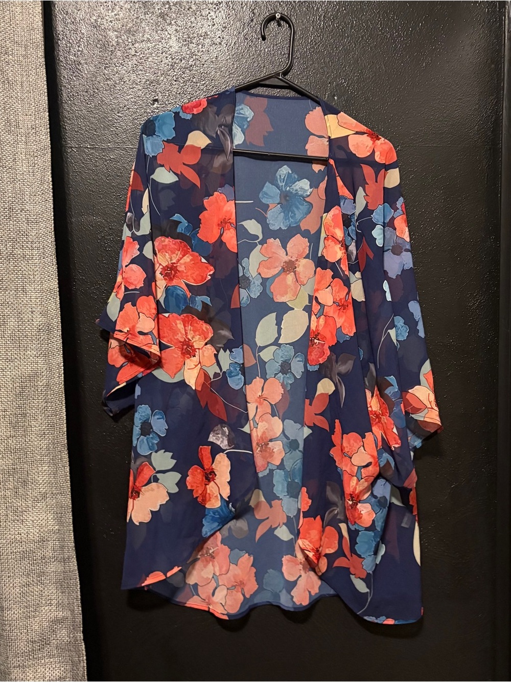 Navy Floral Sheer Kimono Cover-Up Size 3XL